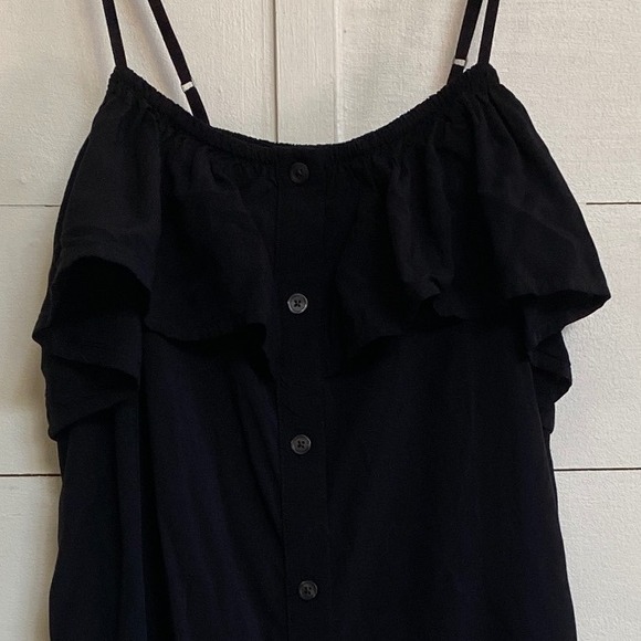 Gap Button Front Ruffle Cami True Black Sleeveless‎ Midi Dress No Belt - S NWT - Picture 8 of 16